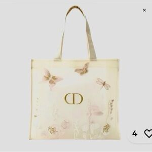 Authentic Dior Cream Tote with Butterfly Accents
